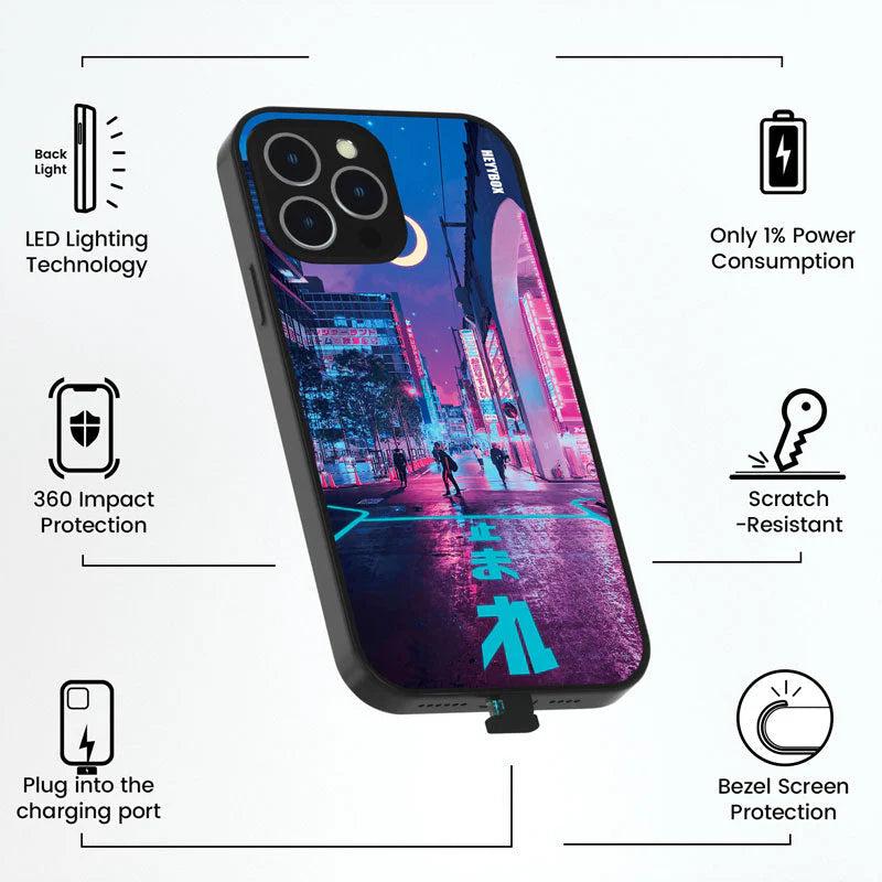Tokyo Lights LED Iphone Case with Black Frame Iphone 11 Pro